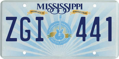 MS license plate ZGI441