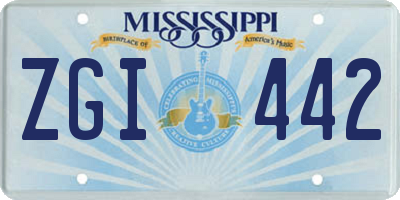 MS license plate ZGI442
