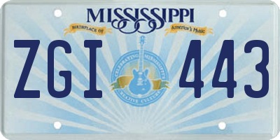 MS license plate ZGI443