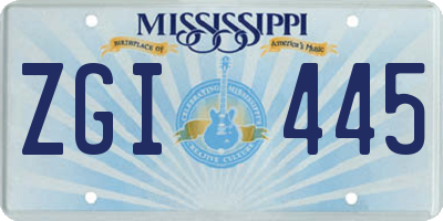 MS license plate ZGI445