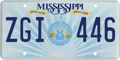 MS license plate ZGI446