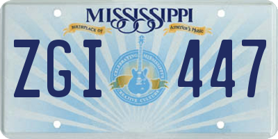 MS license plate ZGI447