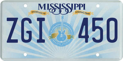 MS license plate ZGI450