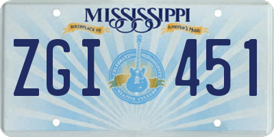 MS license plate ZGI451