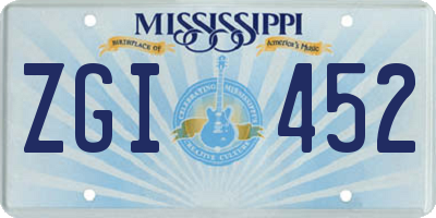 MS license plate ZGI452