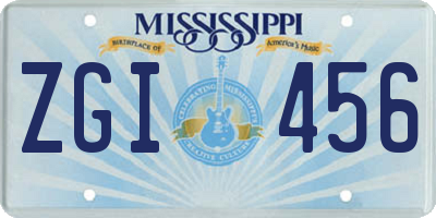 MS license plate ZGI456