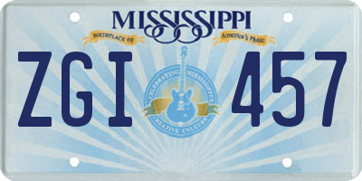MS license plate ZGI457
