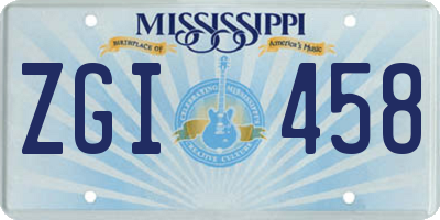 MS license plate ZGI458