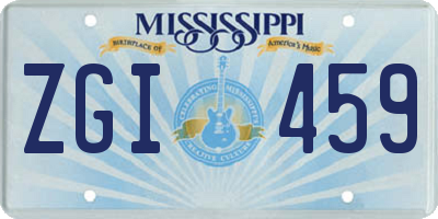 MS license plate ZGI459