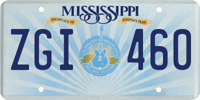MS license plate ZGI460