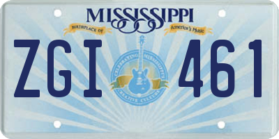 MS license plate ZGI461