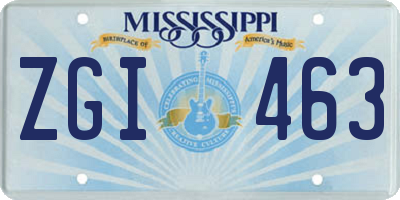 MS license plate ZGI463
