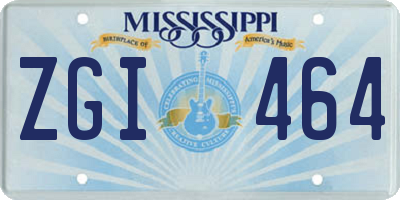 MS license plate ZGI464
