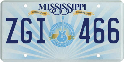 MS license plate ZGI466