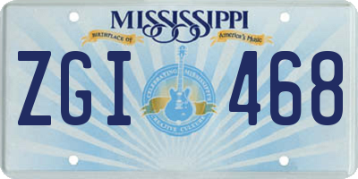 MS license plate ZGI468
