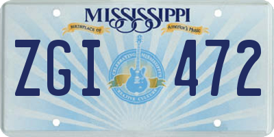 MS license plate ZGI472