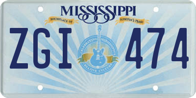 MS license plate ZGI474