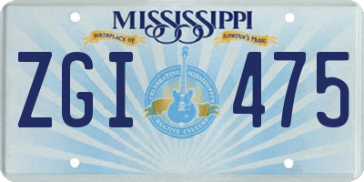 MS license plate ZGI475