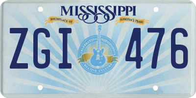 MS license plate ZGI476