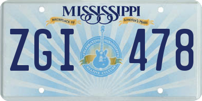 MS license plate ZGI478