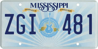 MS license plate ZGI481