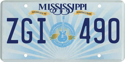 MS license plate ZGI490