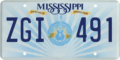 MS license plate ZGI491