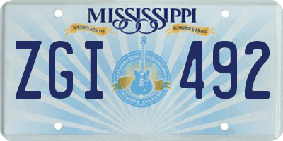 MS license plate ZGI492