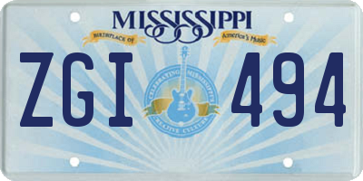 MS license plate ZGI494
