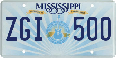 MS license plate ZGI500