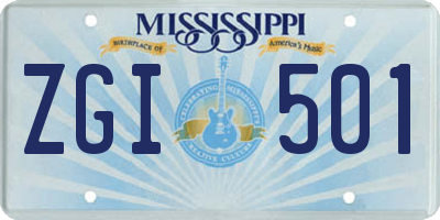 MS license plate ZGI501