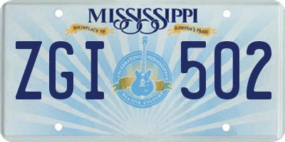 MS license plate ZGI502