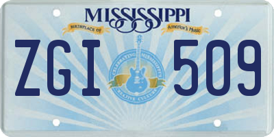MS license plate ZGI509