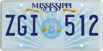 MS license plate ZGI512