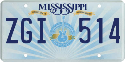 MS license plate ZGI514