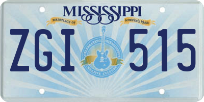 MS license plate ZGI515