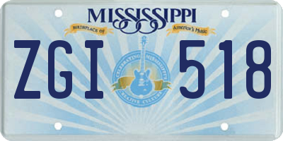 MS license plate ZGI518