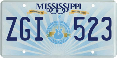 MS license plate ZGI523