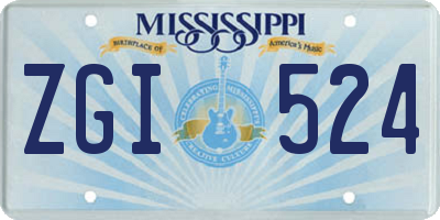 MS license plate ZGI524