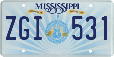 MS license plate ZGI531