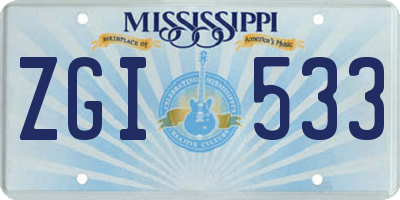 MS license plate ZGI533
