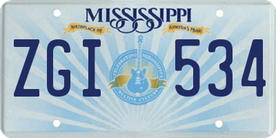 MS license plate ZGI534