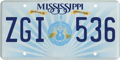 MS license plate ZGI536