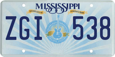 MS license plate ZGI538