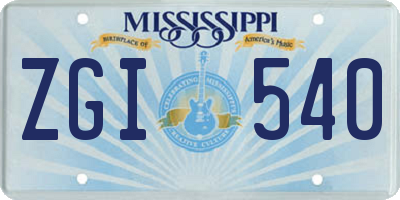 MS license plate ZGI540