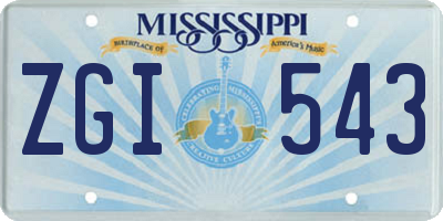 MS license plate ZGI543