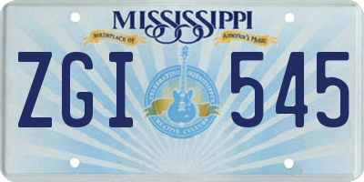 MS license plate ZGI545
