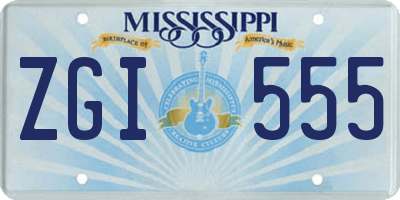 MS license plate ZGI555
