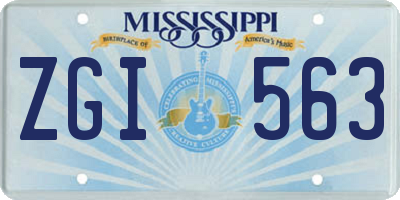MS license plate ZGI563