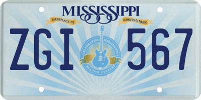 MS license plate ZGI567